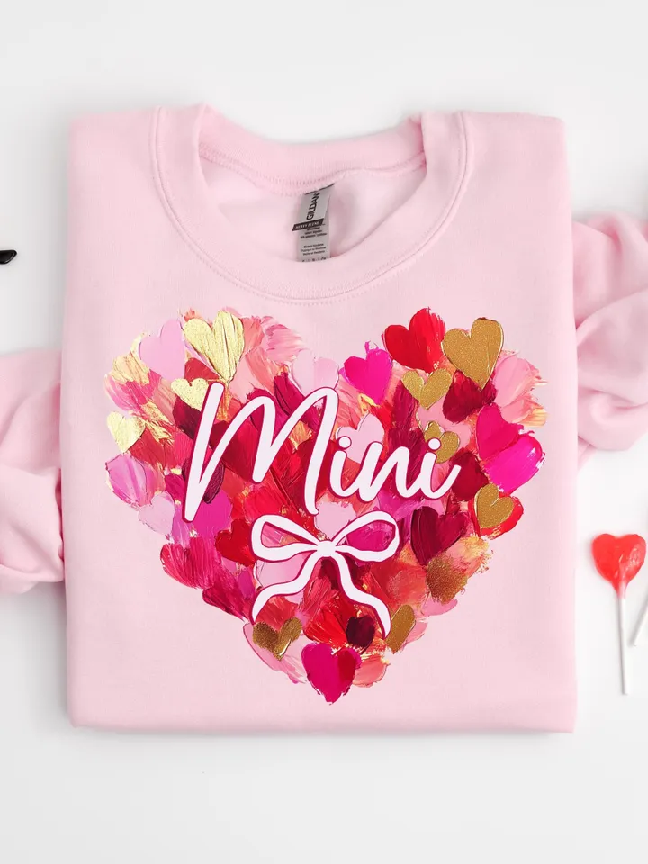 Valentine Day Heart Brushstroke png,Valentine Mama Mini coquette png, Valentines png, Pink Bow png, Pink Mama png, Match mama mini Mama png