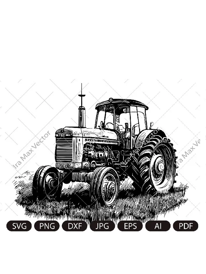 Retro Tractor Svg / Tractor Svg / Tractor Clipart / Tractor detailed/ Tractor Silhouette