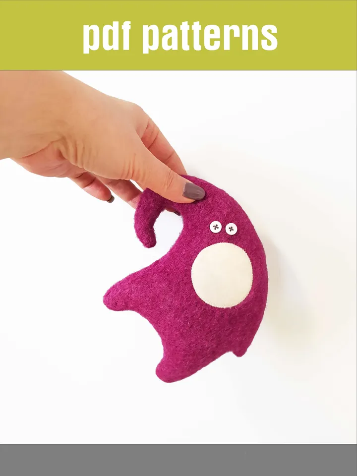 Hot pink Elephant Sewing Pattern PDF, digital tutorial in English, stuffed animal diy