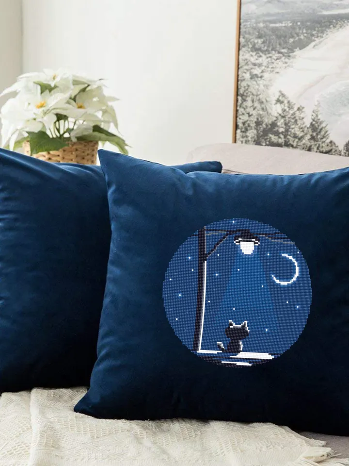 Black cat silhouette cross stitch pattern PDF download Cute kitten cross stitch chart, Funny cat pattern digital PDF, Cat lover gift #K44