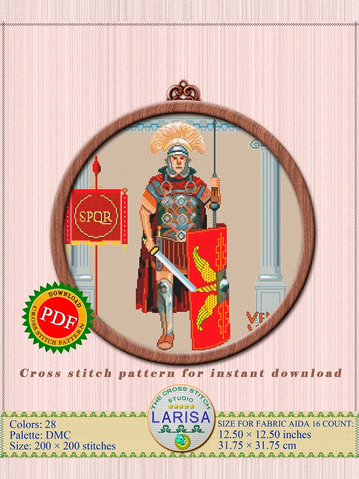 Centurion Cross Stitch Pattern | Roman Legionary