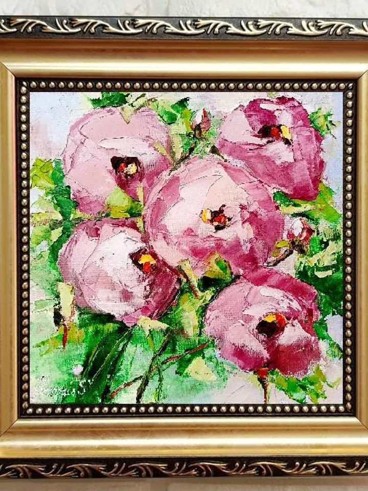 Peony Painting Flower on Canvas Original Art Impasto Painting Floral Wall Art Peonies Oil Painting Canvas Artwork Gift by ArtProkopaloSv