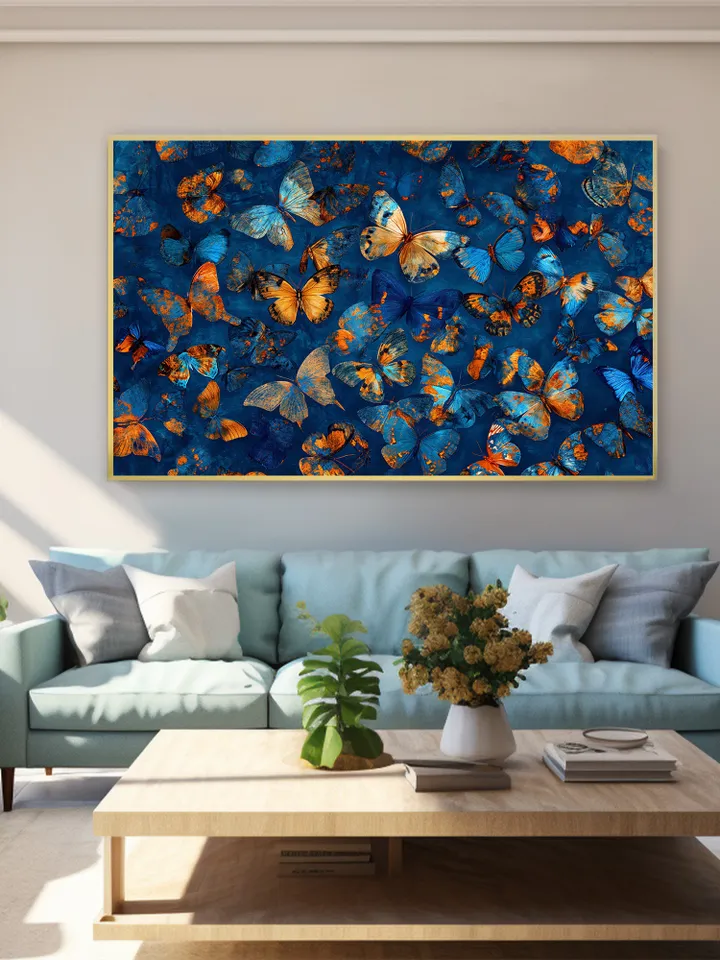 Original Colorful Butterfly Oil Painting On Canvas, Large Wall Art, Abstract Animals Painting, Office Wall Art, Custom Painting, Home Decor