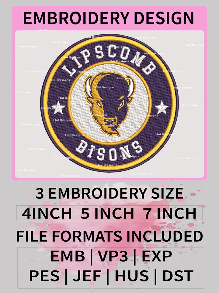 NCAA Lipscomb Bisons Embroidery File, 3 Sizes, 6 Formats, NCAA Machine Embroidery Design, NCAA Logo, NCAA Teams