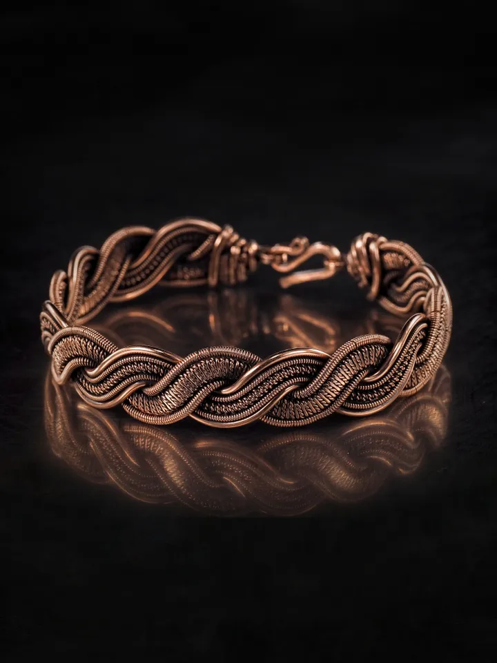 Woven copper wire bracelet Antique style handcrafted copper jewelry Unique gift