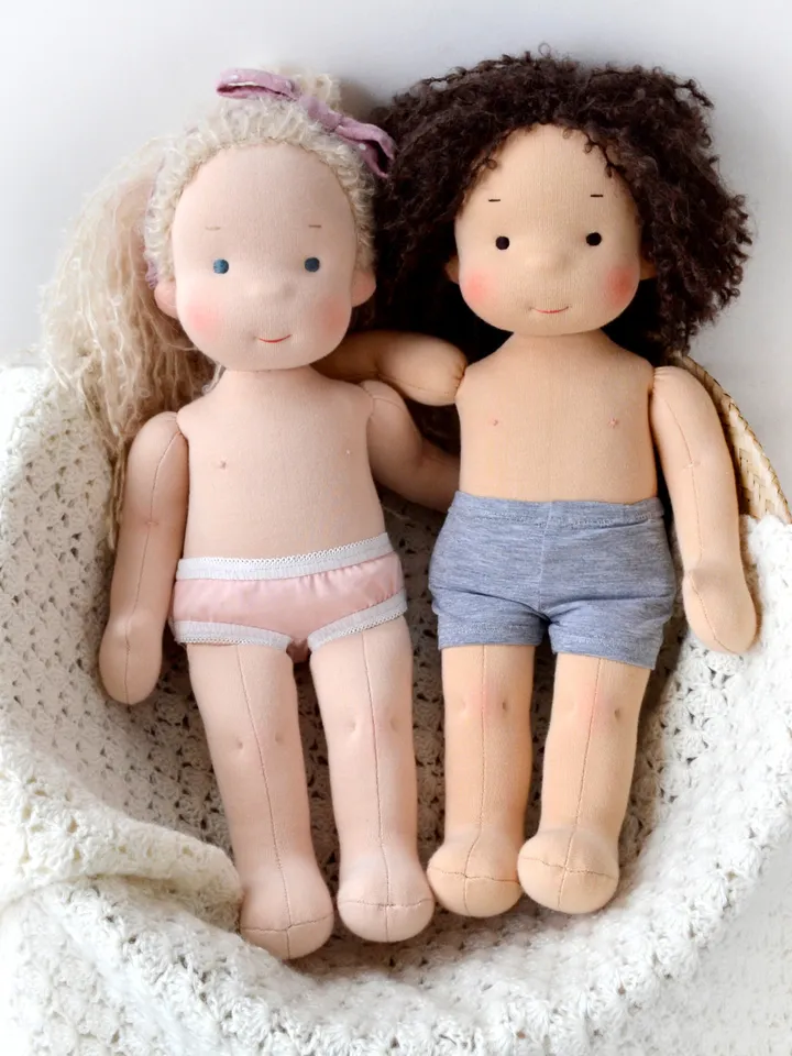 DIY Waldorf doll 15 inch (38 cm) tall. PDF pattern and tutorial. Patterns of doll clothes as bonus!