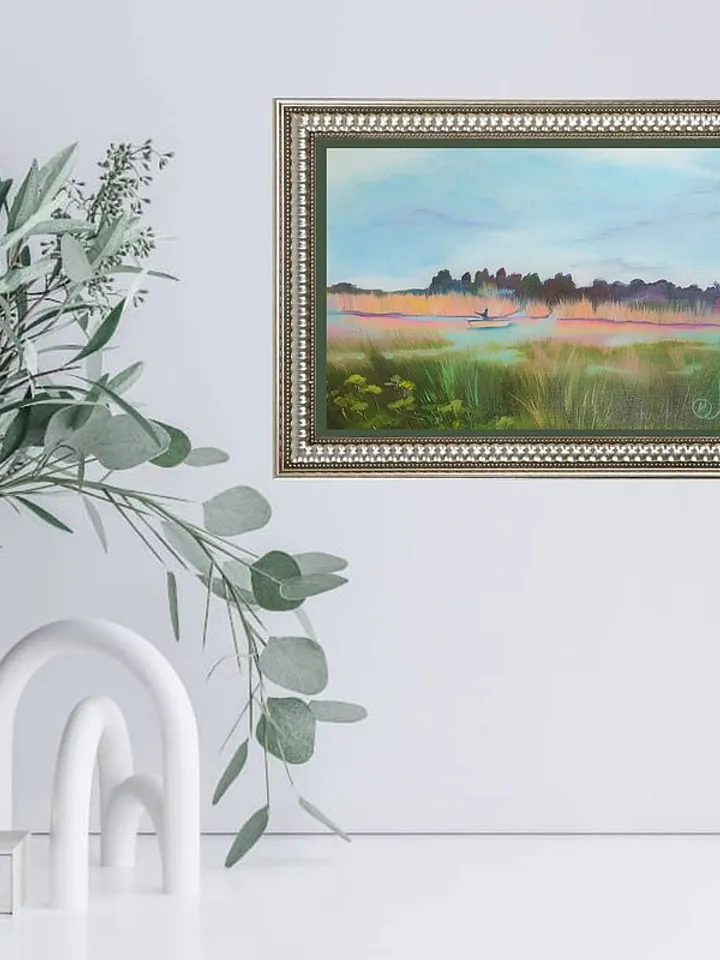 Marsh Painting Row Boat Original Art Low Country Wall Art Seascape Oil Painting