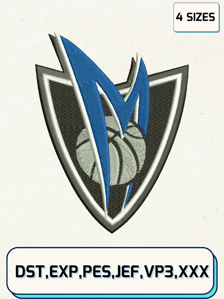 Dallas Mavericks Logos Embroidery Design Files,NBA Logos Embroidery Designs,Machine Embroidery Files,4 Sizes