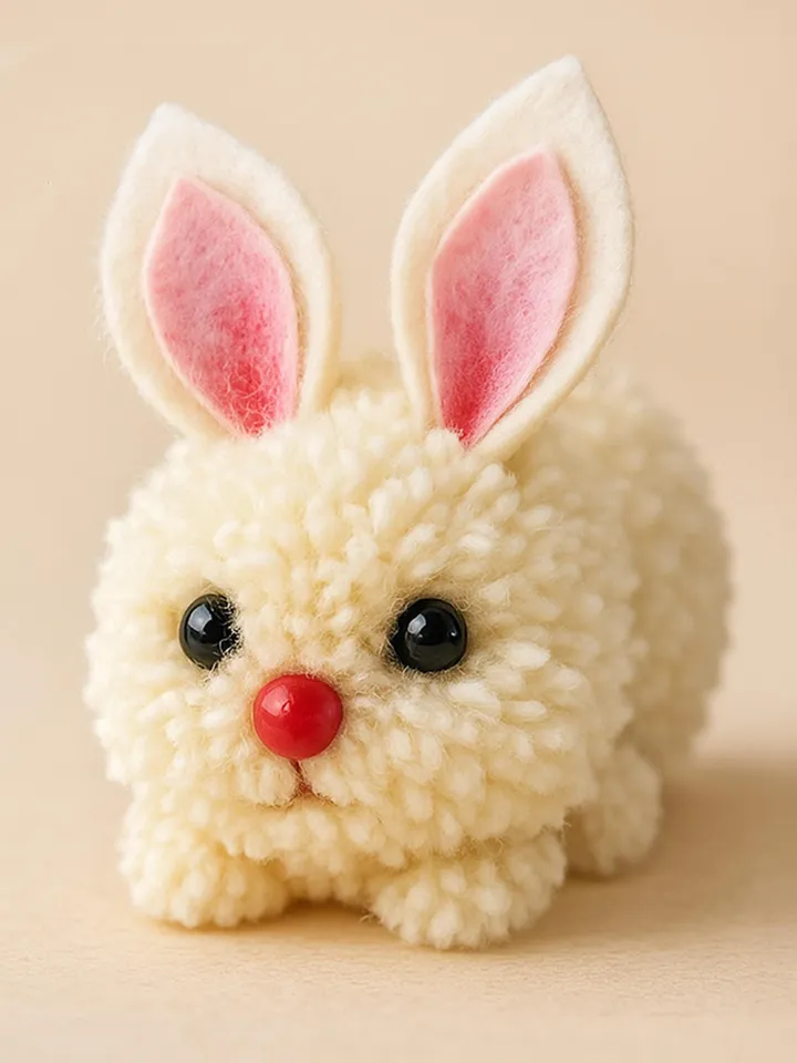 Pom Pom Bunny DIY Pattern Tutorial, Easy Rabbit Craft Tutorial for Easter Decorations, Handmade Rabbit Decoration, Instant Download
