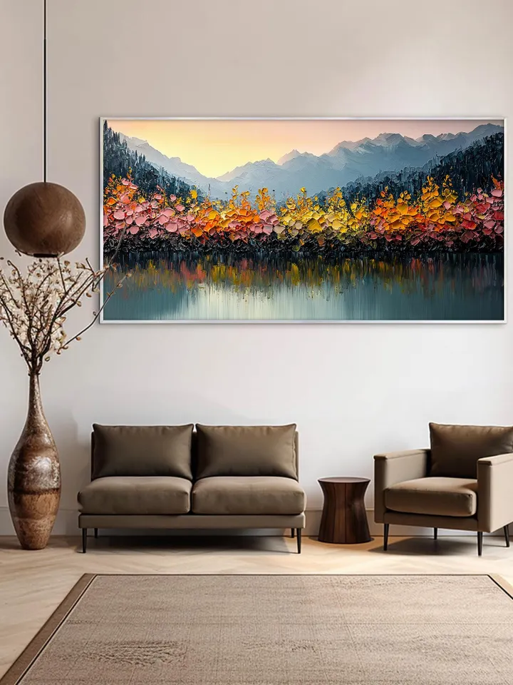 Abstract Rainbow Leaves Painting, Textured Impasto Art, Colorful Wall Art, 3D Canvas Art, Modern Art, Large Wall Decor, Living Room Decor