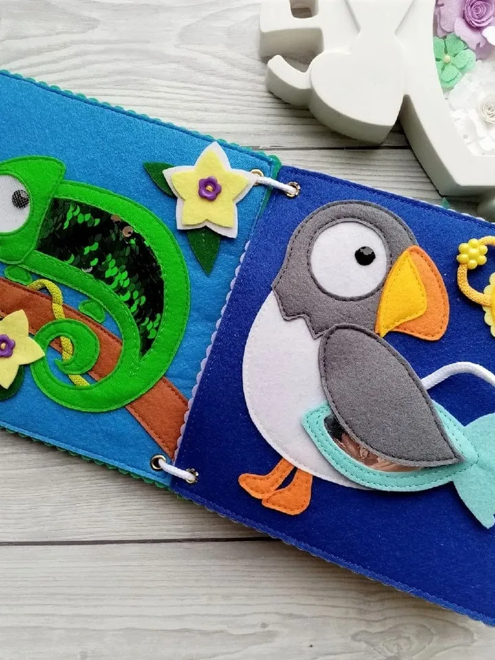 Animals Felt Quiet book Pattern PDF, Felt activity book pattern, Baby Soft book template, Quiet book sewing ideas for toddler