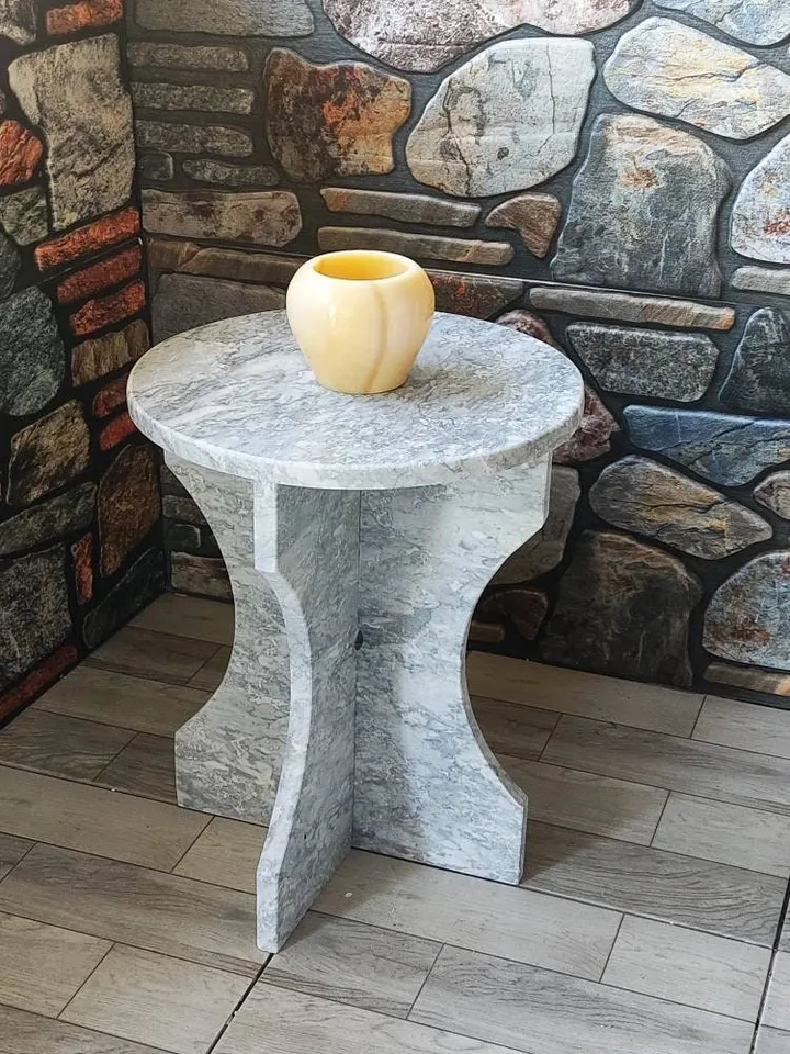 Silver Marble Side table, end table coffee table real marble handmade special series %100 real marble italian model