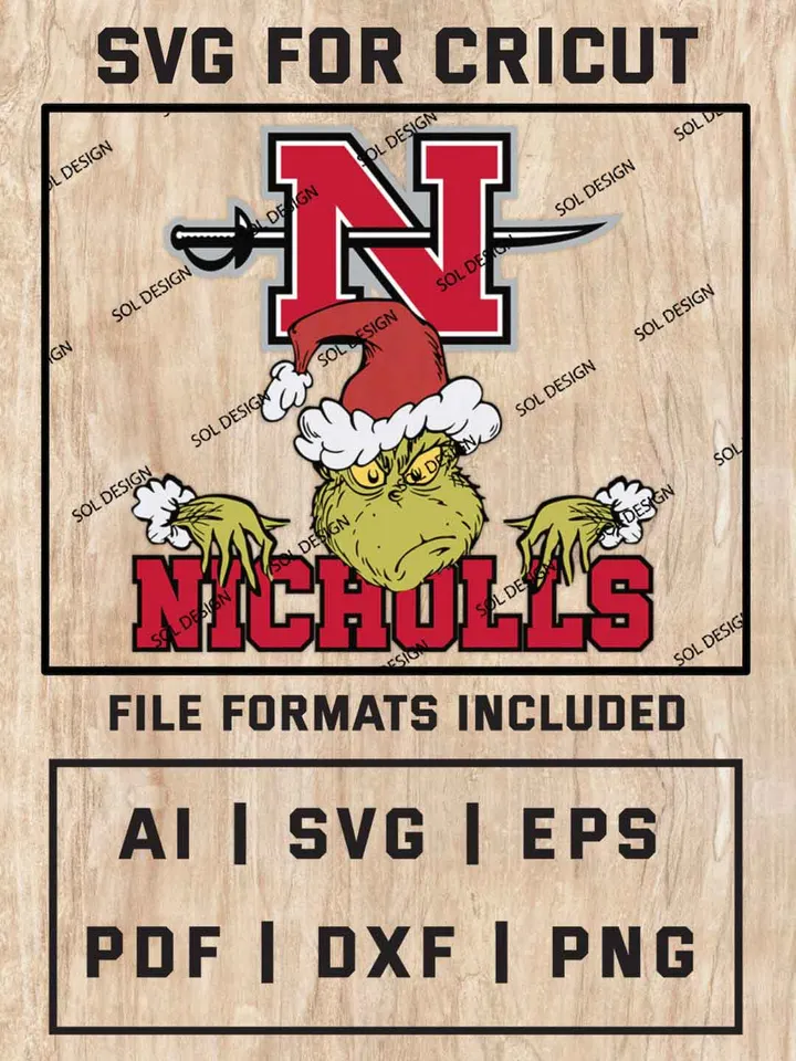 Grinch Nicholls Colonels SVG, NCAA SVG Design, NCAA Nicholls Colonels SVG, NCAA NichollsCricut, Christmas Svg, Grinch svg, Digital Download