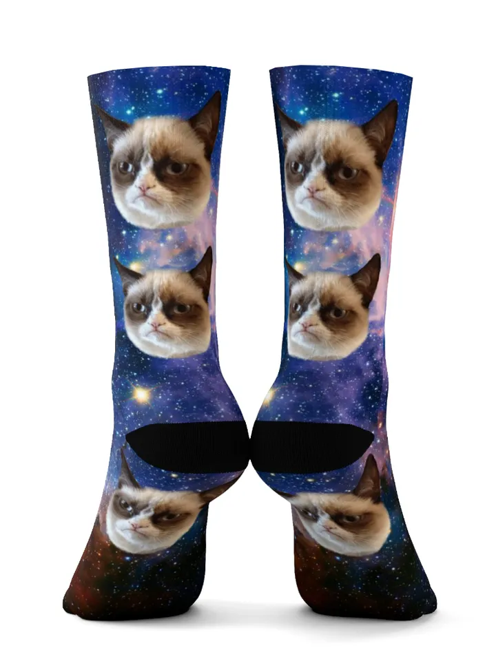 Custom Cat Socks, Your Cat Face on Customized Socks Galaxy Style