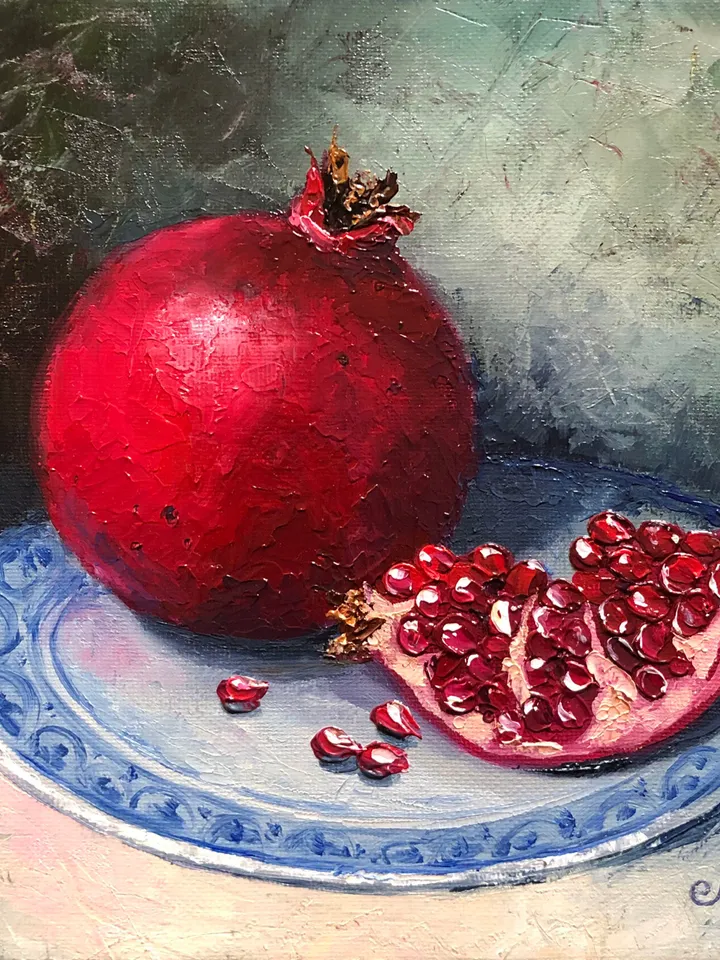 Fruits Oil Painting Original Kitchen Still life Pomegranate Art