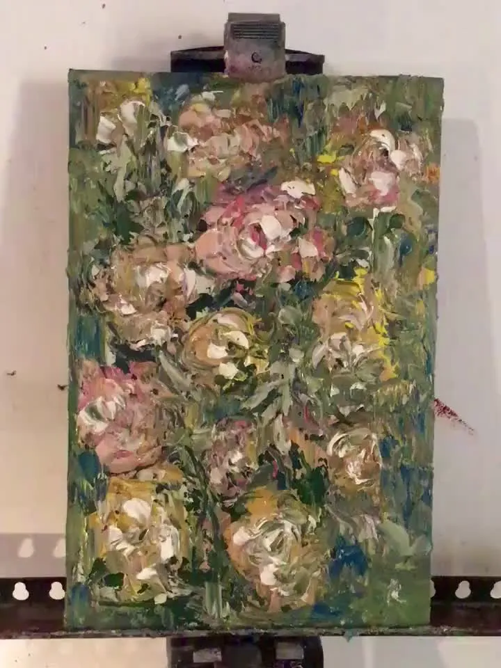 Abstract flowers original oil impasto style painting on canvas board,small painting for home decoration,flowers painting gifts.