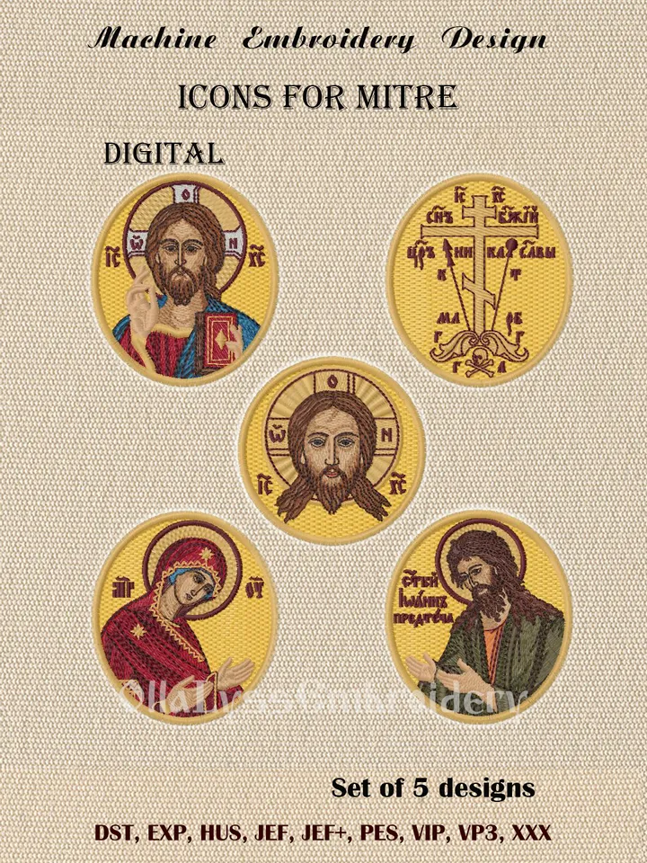 Icons for Mitre set of 5 embroidery designs