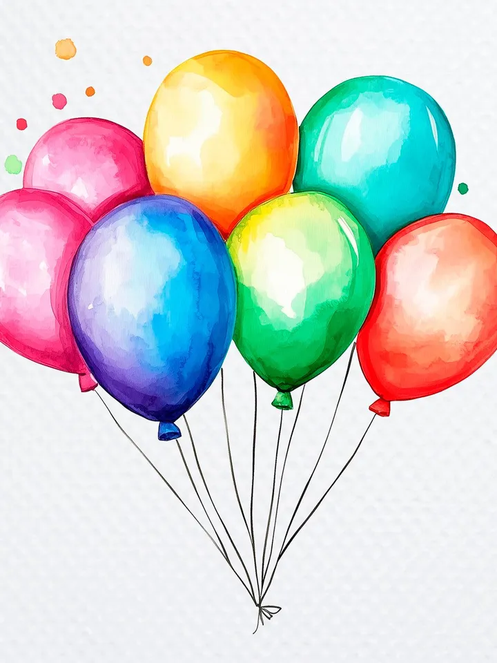 10 Party Balloons Bundle, Coloured Balloons Printable Watercolor PNG Clipart for sublimation, High Quality, Digital download, Paper crafts