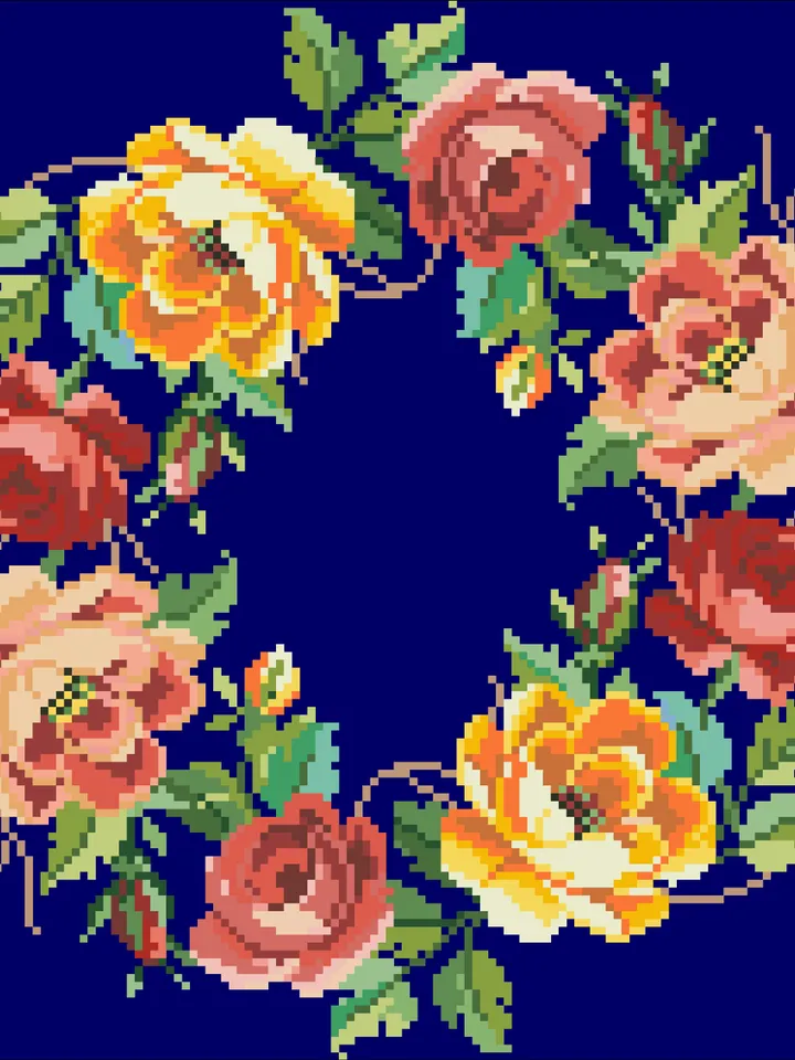 Antique Cross Stitch Pattern Flower Crown Antique Wreath Digital Download PDF