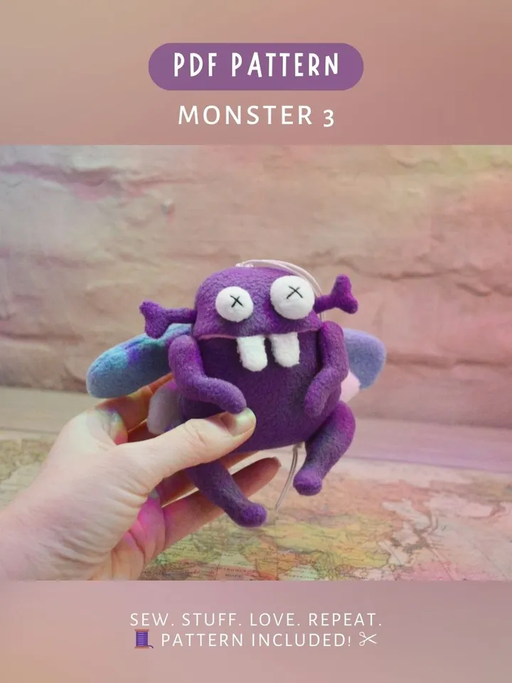 Monster Plush Pattern PDF β Toy with Wings, Pocket & Booty
