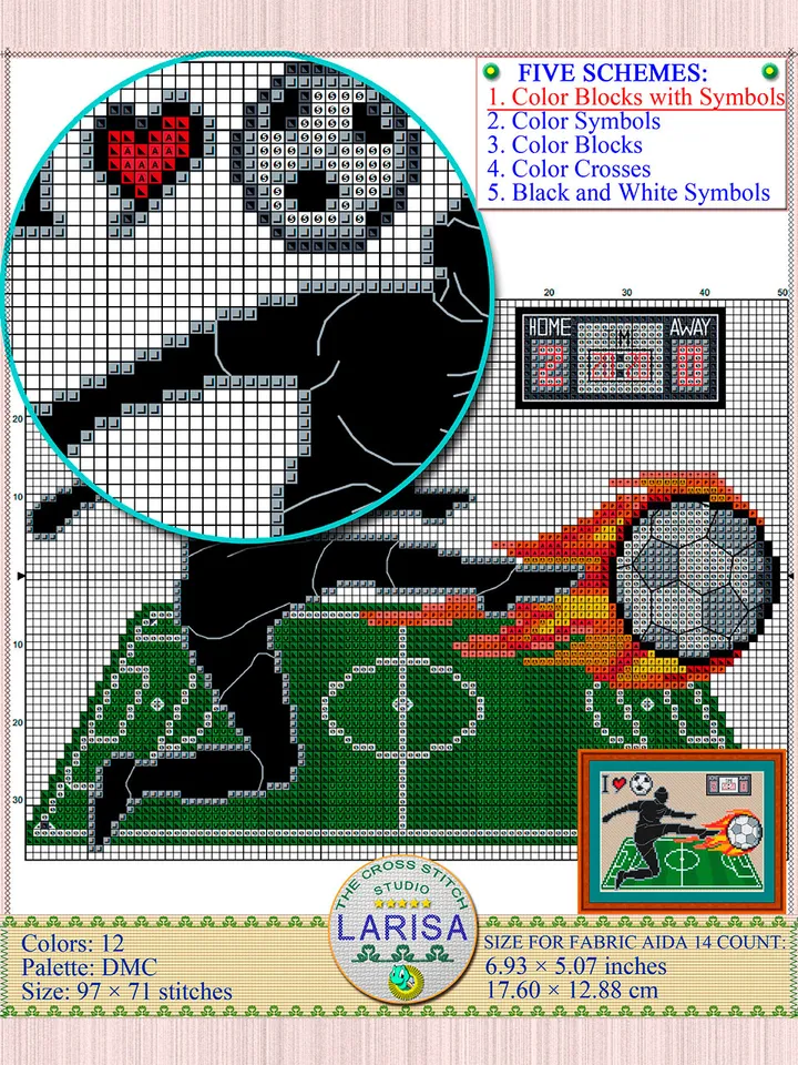 Football | Soccer Cross Stitch Pattern  | Football player