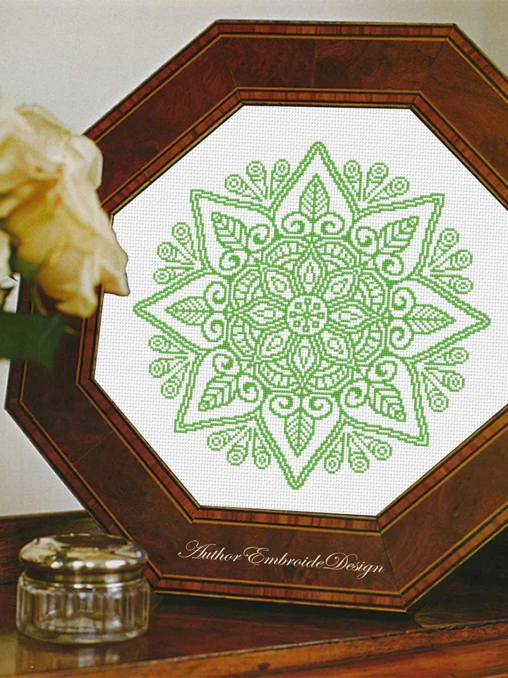 Flower mandala cross stitch pattern PDF download Mandala ornament cross stitch chart, Simple mandala pattern digital PDF for beginner #M276