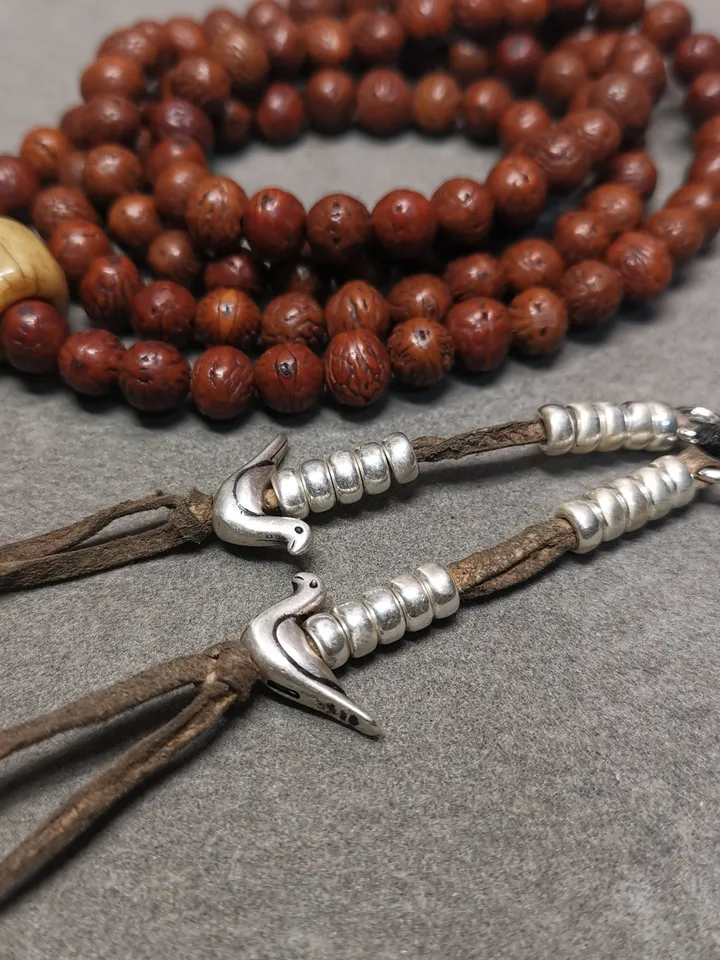 Gandhanra Handmade 5mm Silver Tibetan Buddhist Prayer Bead Counters for 8-15mm Mala,Lucky Birds Pendant