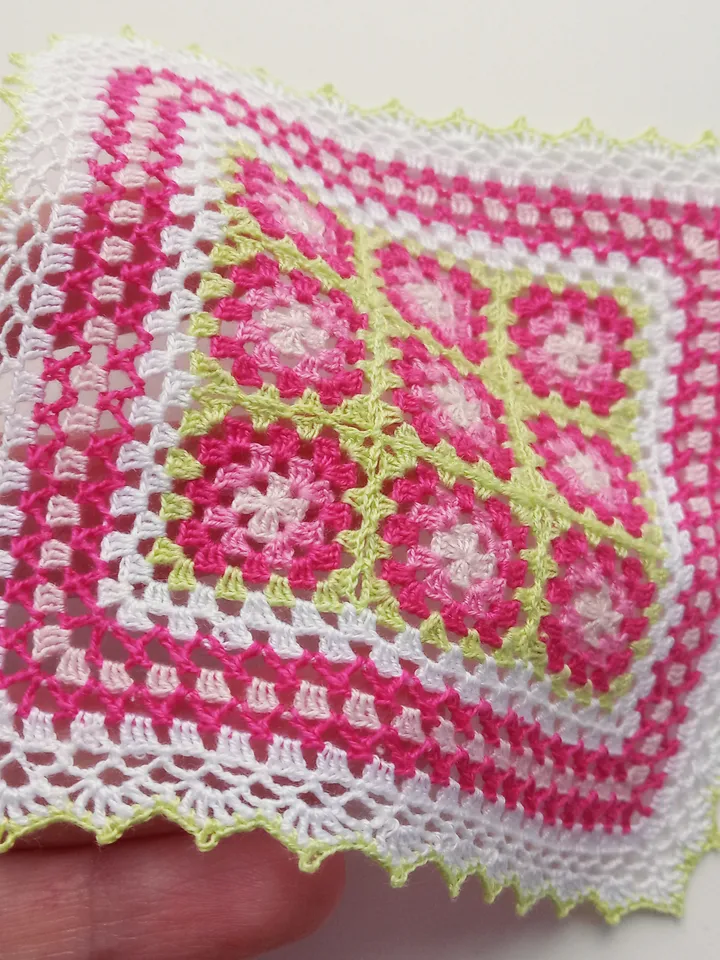 Miniature Pink and Green Lacy Blanket