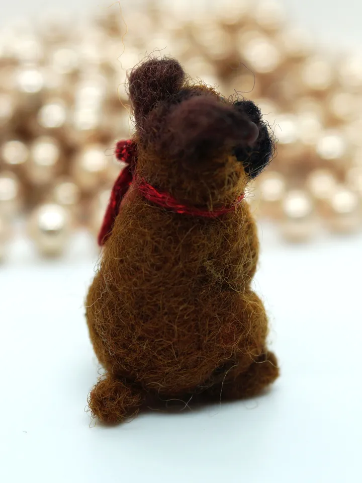 Needle felted Brussels Griffon miniature, pet portrait, tiny dog