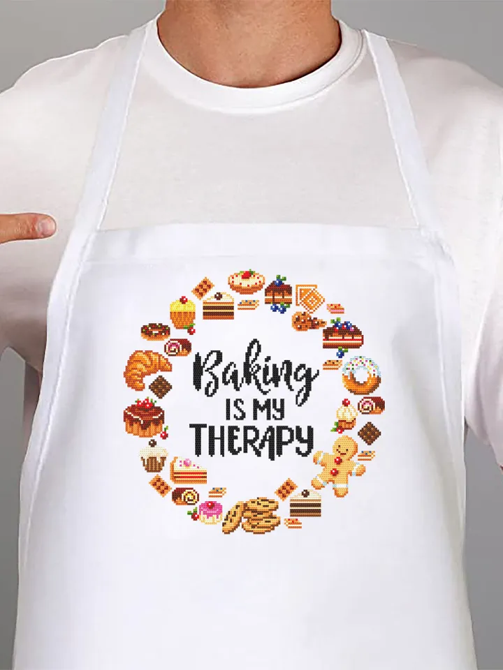 Dessert wreath cross stitch pattern PDF download Cross stitch quote Baking is my therapy, Kitchen pattern digital PDF, Funny quotes #Q59