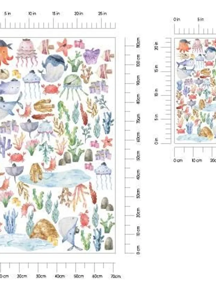 Pirates watercolor fish Wall Decal Ocean Underwater Bathroom Kids Stickers ek16