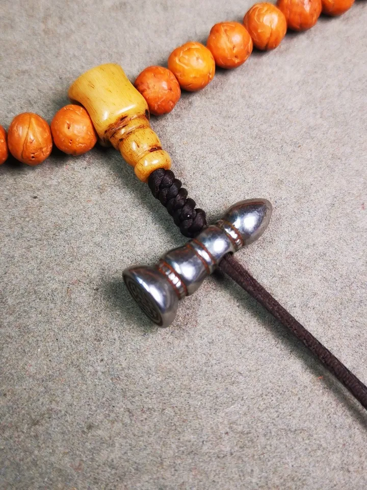 Gandhanra Handmade Tibetan Amulet,Stupa Pagoda Stamp Pendant Bead,Spacer Bead for Mala,Bag Hanging,Prayer Bead Accessories,1.0" × 0.3"