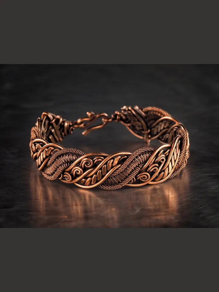 Wire wrapped copper bracelet for woman Antique style copper jewelry WireWrapArt