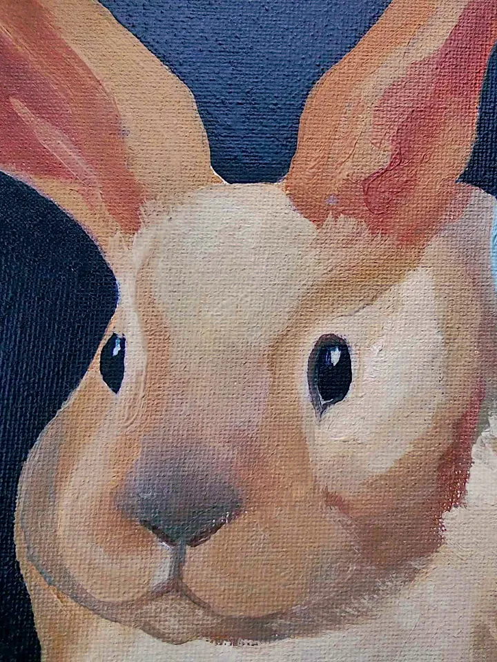 Hare Painting Bunny Original Art Animal Round Art Rabbit Painting Farmhouse Wall Art Pet Portrait 12" By Colibri Art
