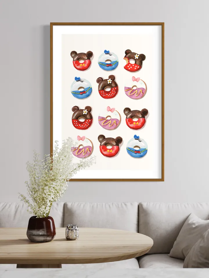 Donut Art Print, Watercolor Painting, Gift For Child,Children Room Print, Candy Sweet, Donut Shop,Cute Donut Wall Art, Children Room Print