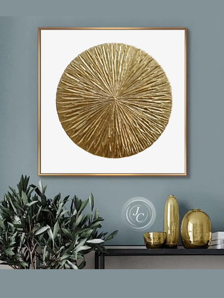 Gold and White Abstract Wall Art Original Painting Metallic Textured artwork Gold Leaf Wall Art Modern wall decor