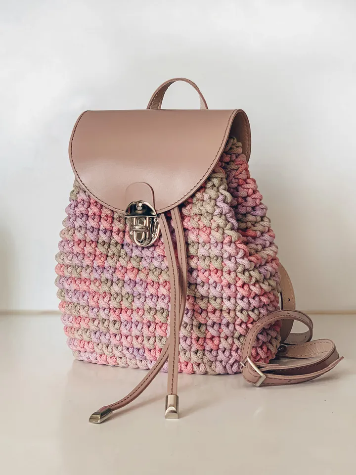 Crochet backpack pattern PDF and video tutorial, digital instant download