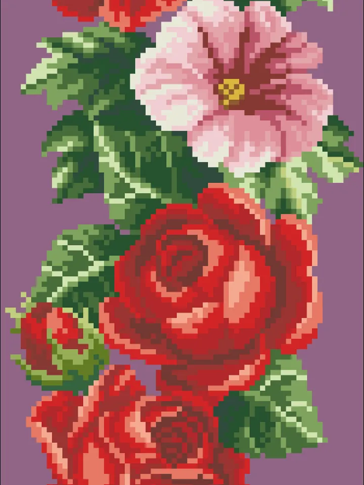Antique Cross Stitch Pattern Royal Flowers Counted Digital Download PDF