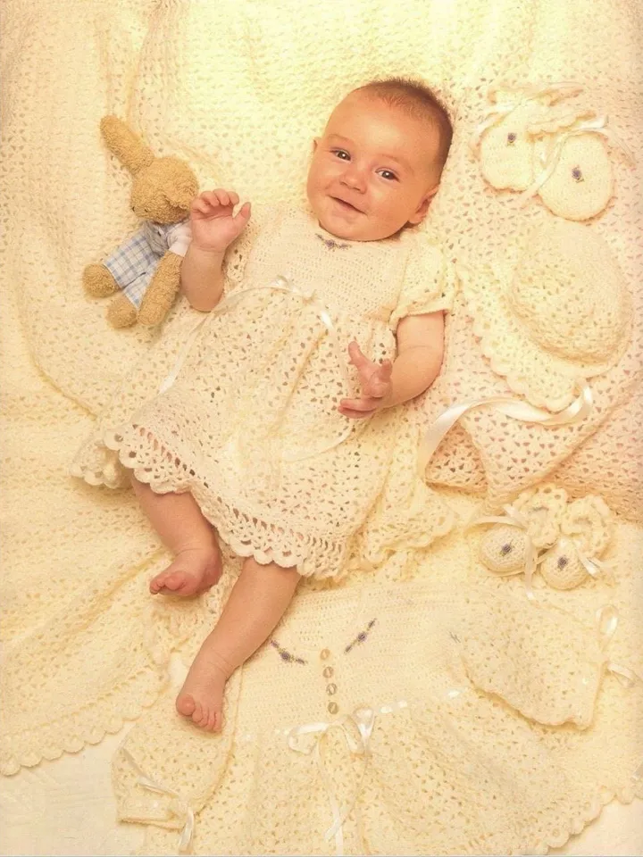 Dress baby crochet, newborn dress crochet, baptism dress baby pattern pdf instant download