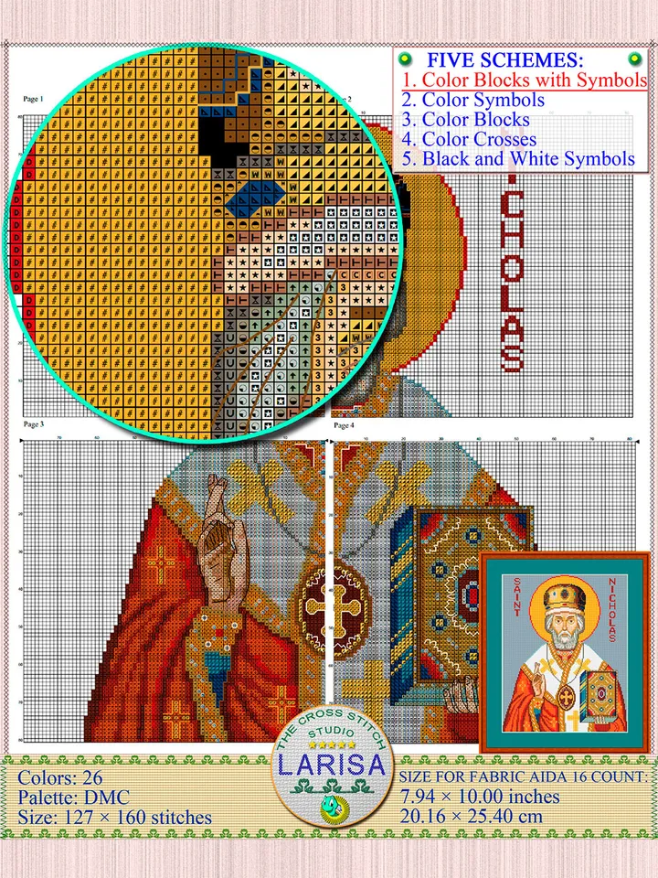 Saint Nicholas Icon Cross Stitch Pattern | Christian Icon