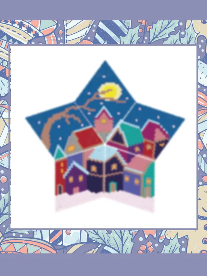 Beaded Star Colorful Houses, Beading PDF Pattern, Seed Bead Christmas Ornaments