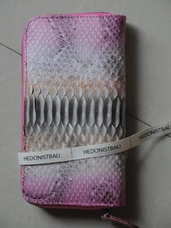 Genuine python skin wallet light pink classy multicoloured, woman wallet men wallet, unisex wallet leather pythonskin,design wallet handmade