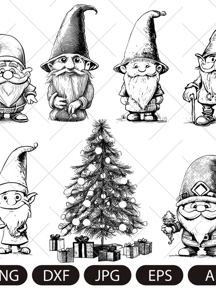 Gnome Bundle svg,png,pdf , Christmas set , Gnomes Merry Christmas svg, elf svg, christmas tree svg