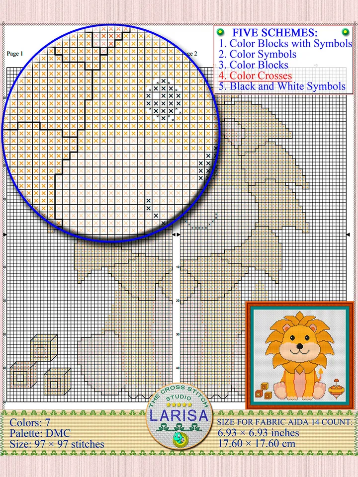 Lion Cub Cross Stitch Pattern | Delightful King of Beasts Design