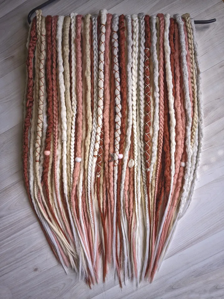 Boho Synthetic Dreadlock Extensions in Earthy Tones Handmade Double Ended Dreads for Festival Hair Braided Set