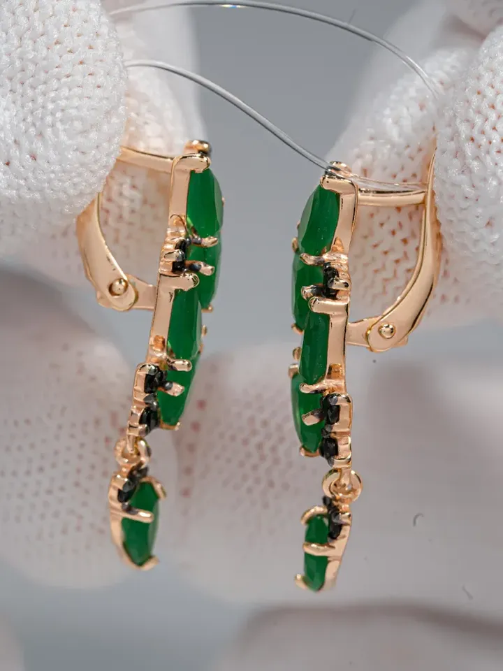 Earrings jewelry Silver gold plated 925 assay value with agate