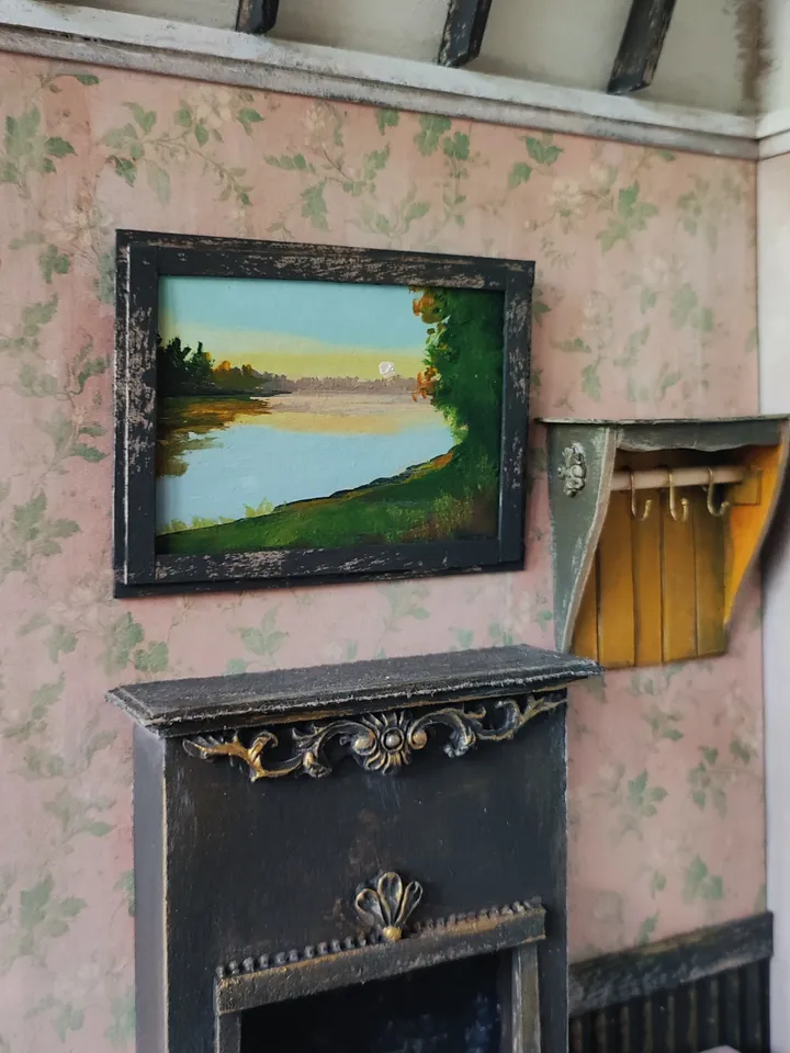 Set of Miniature Oil Paintings for Dollhouses Scale 1/6
