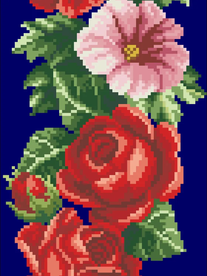 Antique Cross Stitch Pattern Royal Flowers Counted Digital Download PDF