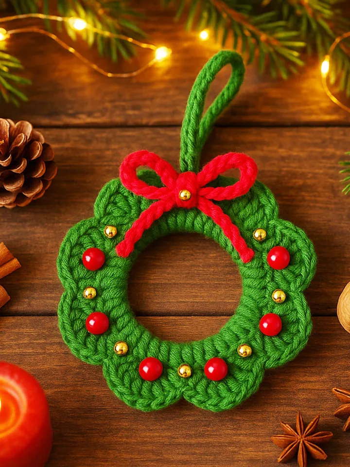 Crochet Wreath Pattern - Easy Christmas Tree Decoration & Ornament PDF for Beginners - Holiday Craft DIY