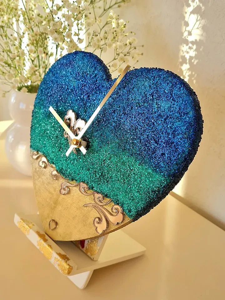 Blue stone wall clock Crystal modern sea wall clock Silent clock Luxury clock